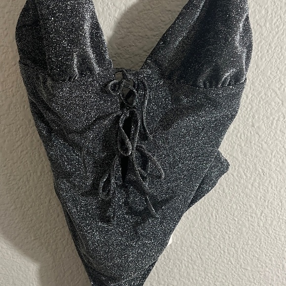 Dippin' Daisy's Mercury One Piece Swimsuit Sparkle Black beach resort Sz L NWT - Picture 7 of 10